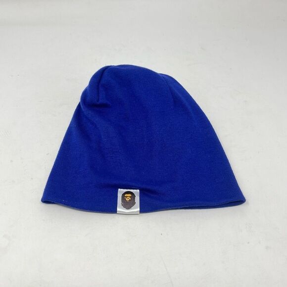 A Bathing Ape Bape Hat Cap Beanie Youth Blue Logo Winter Stocking Cap Logo - Picture 1 of 5